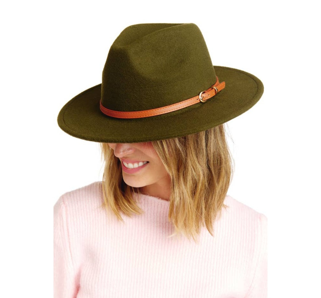 SOLID OLIVE GREEN FEDORA