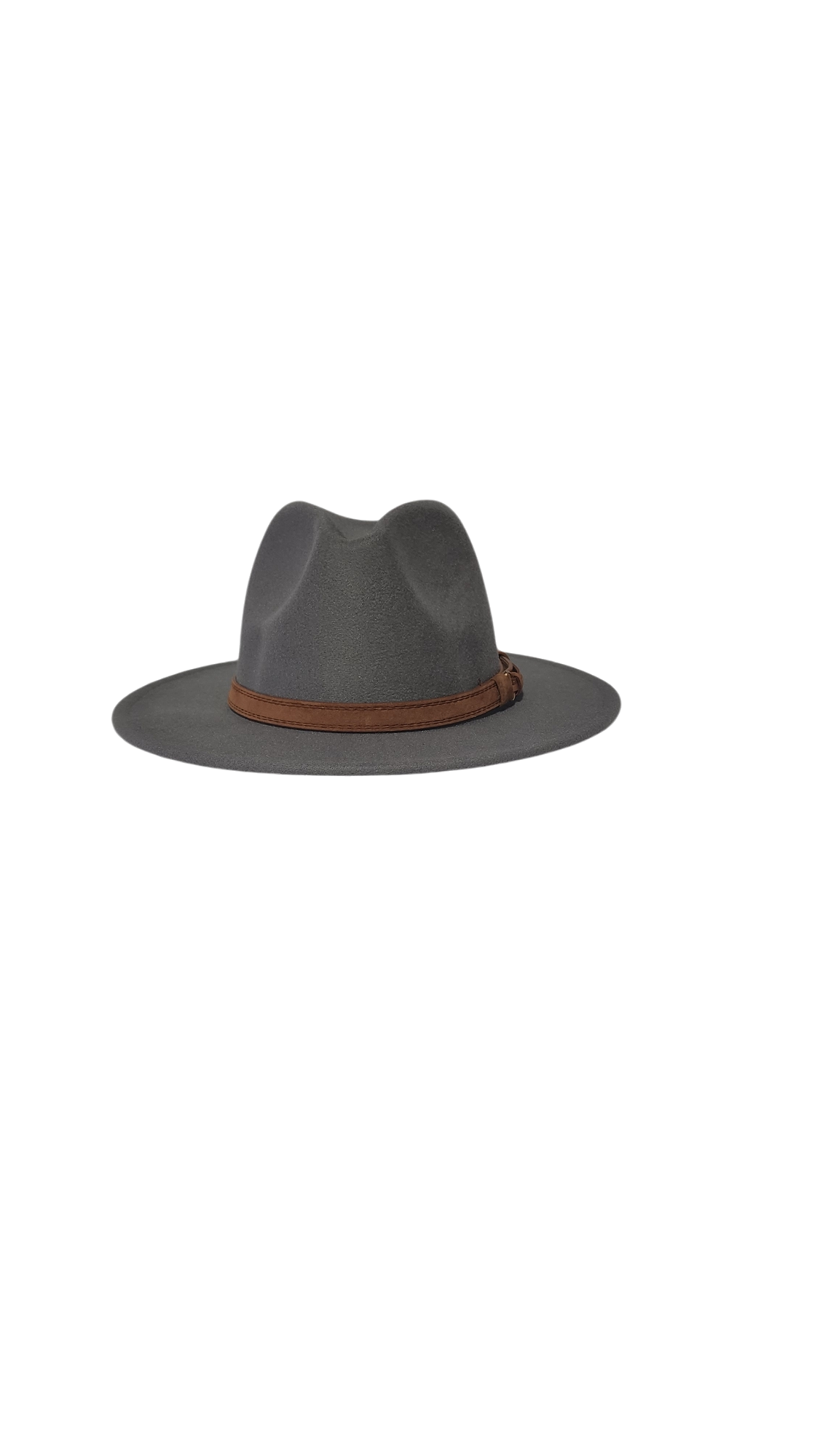 SOLID GREY FEDORA BROWN BELT