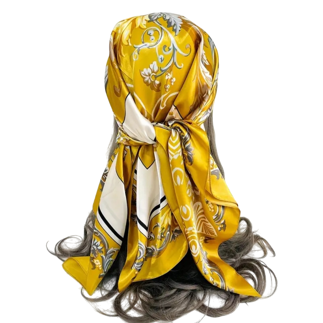 Women Vintage Floral Print Bandana - Yellow