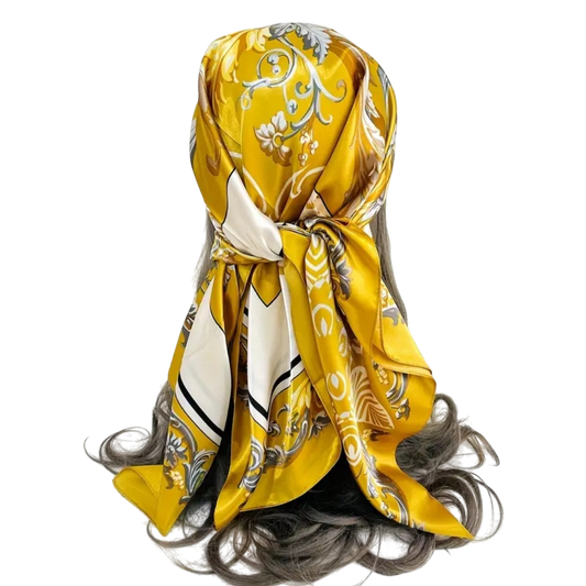 Women Vintage Floral Print Bandana - Yellow