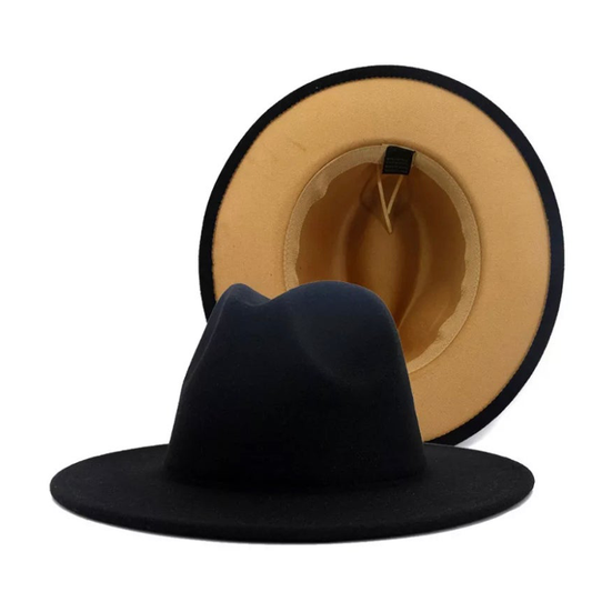 BLACK TAN BOTTOM FEDORA