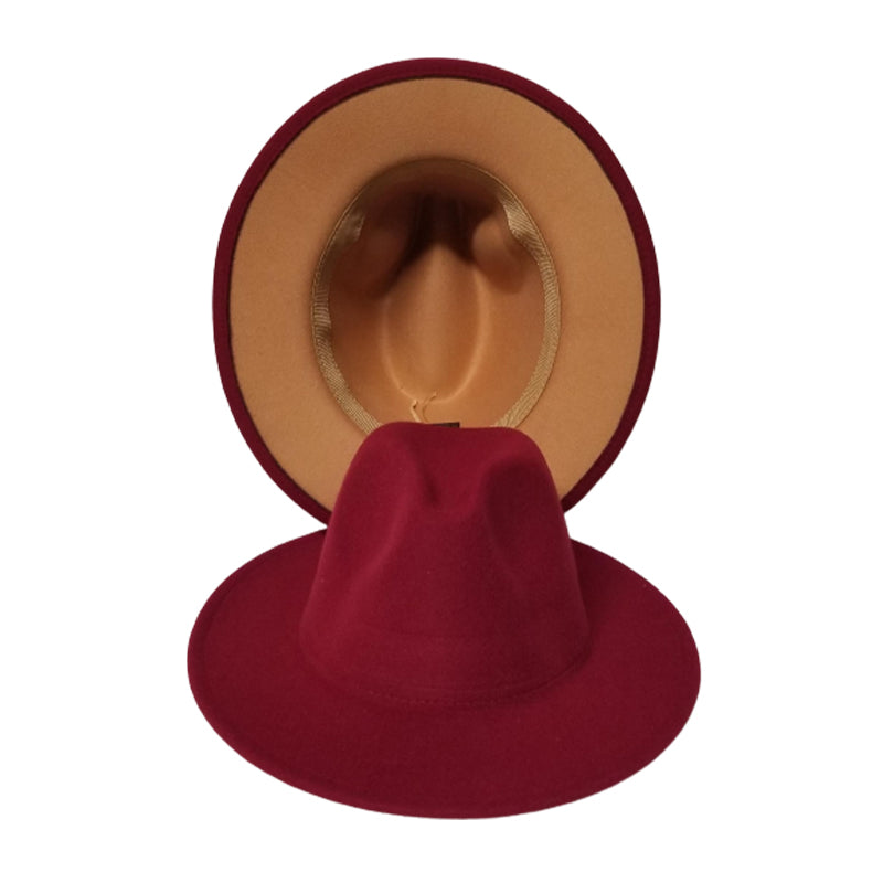 BURGUNDY TAN BOTTOM FEDORA