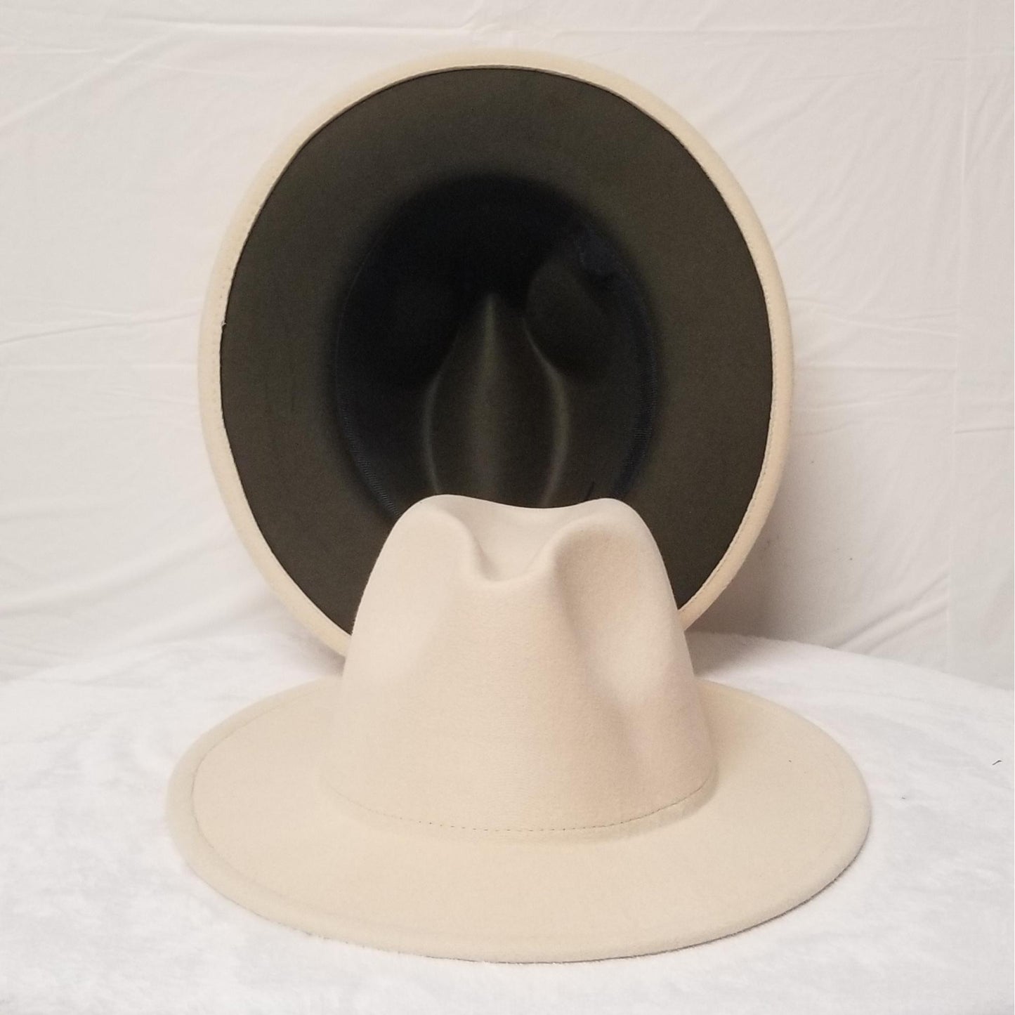 BEIGE OLIVE BOTTOM FEDORA