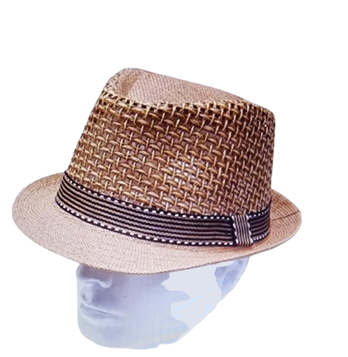 MEN TAPE DECOR STRAW HAT BROWN