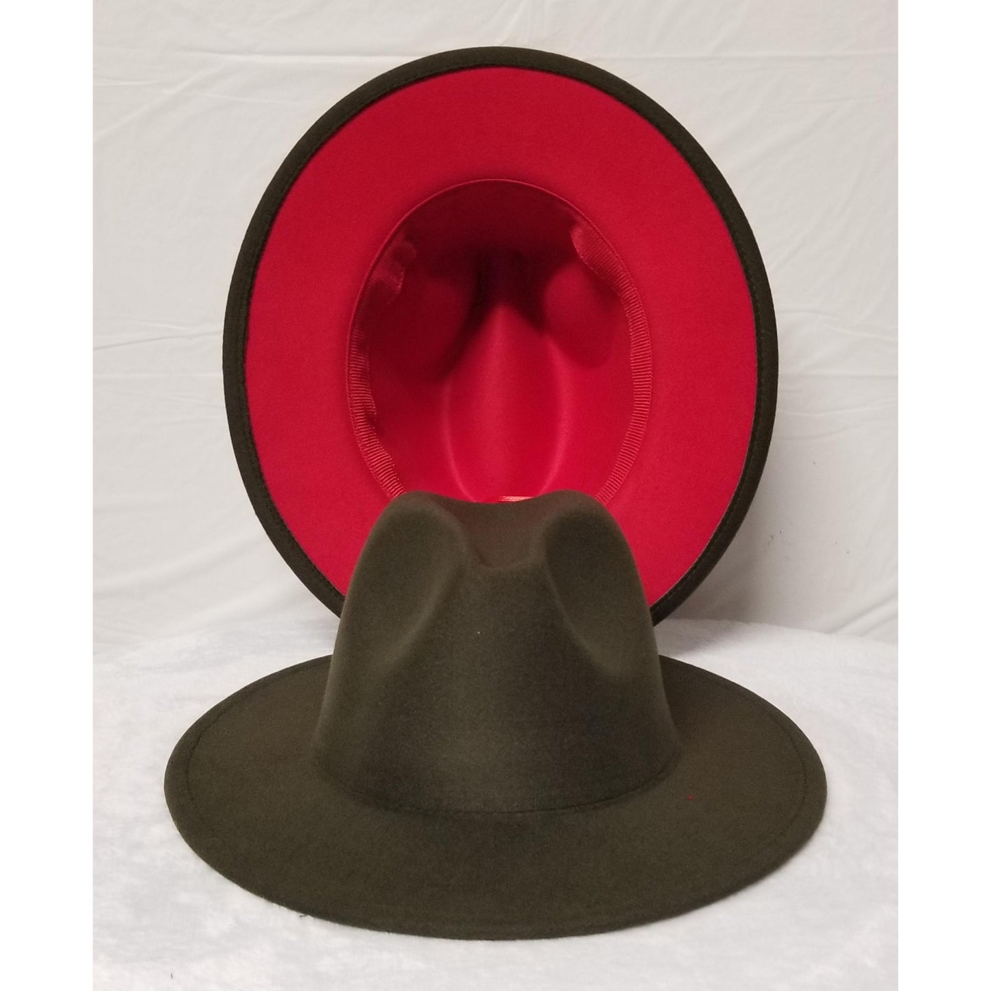 OLIVE RED BOTTOM FEDORA