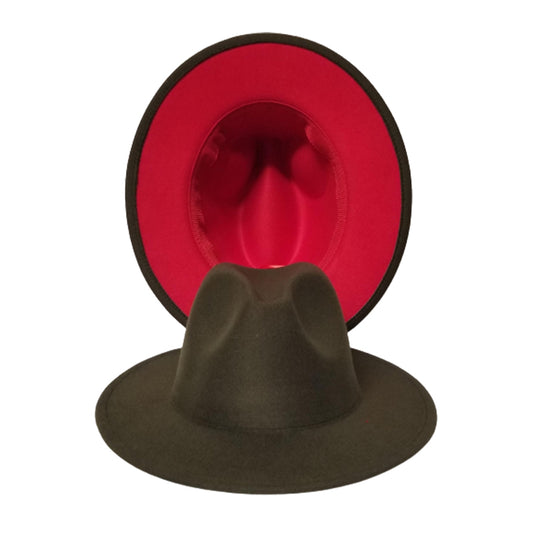 OLIVE RED BOTTOM FEDORA