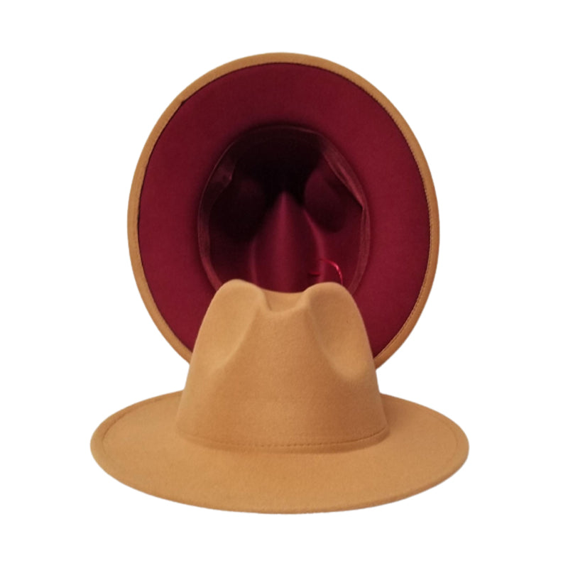 TAN BURGUNDY BOTTOM FEDORA