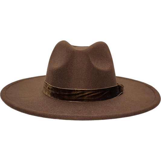 SOLID CHOCOLATE WIDE BRIM FEDORA