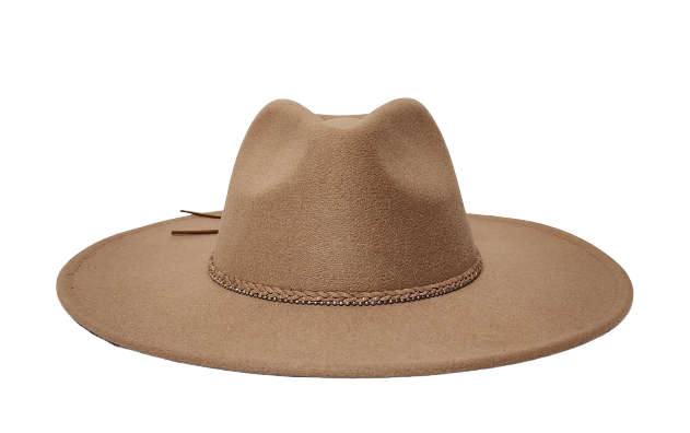 SOLID TAN WIDE BRIM FEDORA