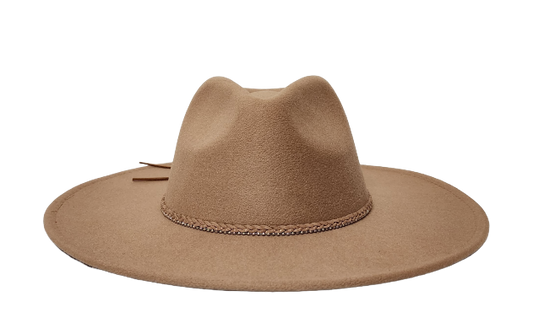 SOLID TAN WIDE BRIM FEDORA