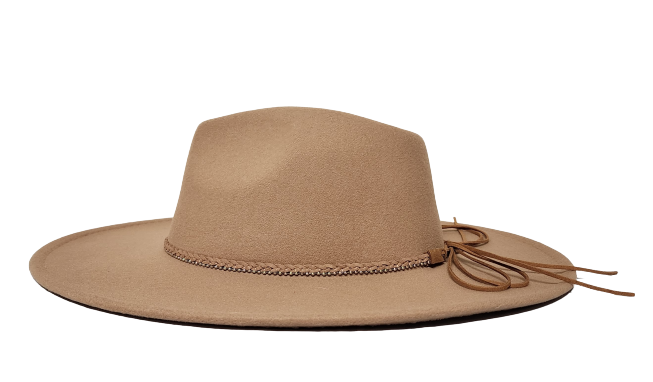 SOLID TAN WIDE BRIM FEDORA