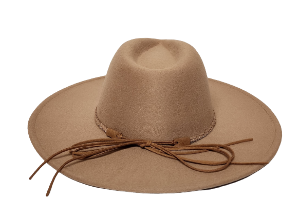 SOLID TAN WIDE BRIM FEDORA